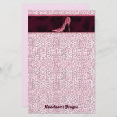 Pink Cheetah Print mit Name und Pumpe Briefpapier (Vorne/Hinten)