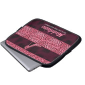 Pink Cheetah Print mit Stiletto Heel Laptopschutzhülle (Vorne Knopf)