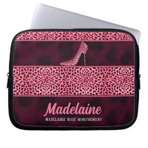 Pink Cheetah Print mit Stiletto Heel Laptopschutzhülle