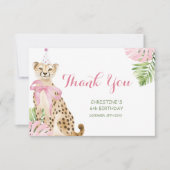 Pink Cheetah Savanne Mädchen Geburtstag Dankeskarte (Vorderseite)