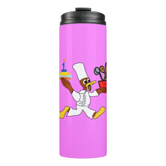 Pink Chef Ducky Geburtstag  Thermosbecher (Vorderseite)