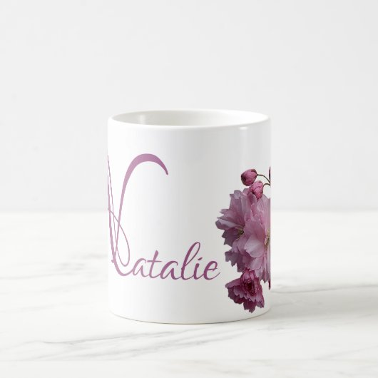 Pink cherblüte boho personalisierbarer Natalie-Nam Kaffeetasse (Mittel)