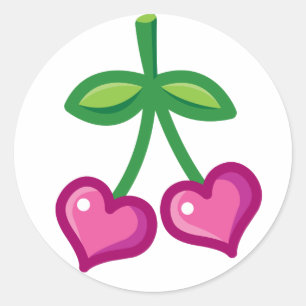 Pink Cherries Runder Aufkleber