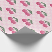 Pink Cherries Y2K Niedlich Retro Muster Geschenkpapier (Ecke)