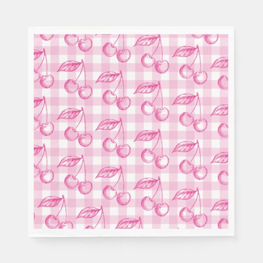 Pink Cherry Ästhetische Koquette Serviette (Vorderseite)