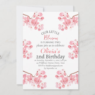 Pink Cherry Blossom 2. Geburtstag Einladung