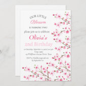 Pink Cherry Blossom 2. Geburtstag Einladung (Vorne/Hinten)