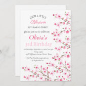 Pink Cherry Blossom 3. Geburtstag Einladung (Vorne/Hinten)