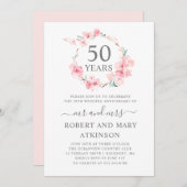 Pink Cherry Blossom 50. Hochzeitstag Einladung (Vorne/Hinten)