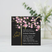 Pink Cherry Blossom Babydusche Einladung (Stehend Vorderseite)