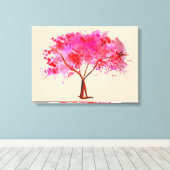 Pink Cherry Blossom Baumfarbe Leinwanddruck (Insitu (Holzboden))