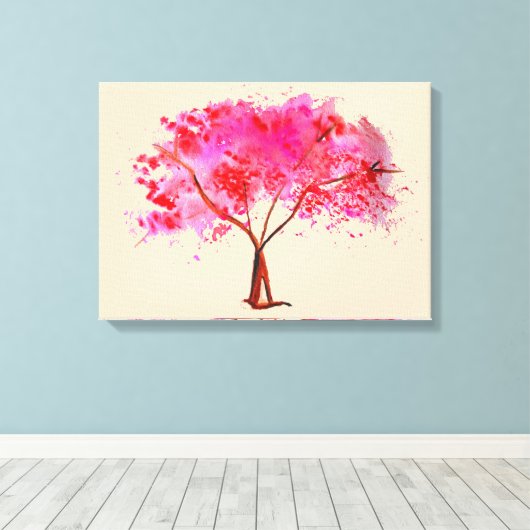 Pink Cherry Blossom Baumfarbe Leinwanddruck (Insitu (Holzboden))