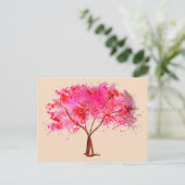 Pink Cherry Blossom Baumfarbe Postkarte (Stehend Vorderseite)