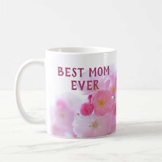 Pink Cherry Blossom Beste Mama je Tasse (Links)
