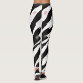 Pink Cherry Blossom Black White Brushstroke Patter Leggings (Rückseite)