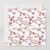 Pink Cherry Blossom Blues Hochzeitseinladung (Rückseite)