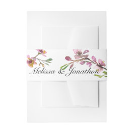 Pink Cherry Blossom Blues Hochzeitseinladung Einladungsbanderole