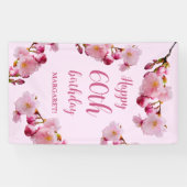 Pink Cherry Blossom Blume 60th Happy Birthday Banner (Horizontal)