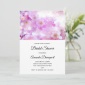 Pink Cherry Blossom Blume Foto Brautparty Einladung (Stehend Vorderseite)