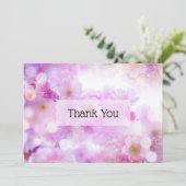 Pink Cherry Blossom Blume Foto Dankeskarte (Stehend Vorderseite)