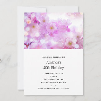 Pink Cherry Blossom Blume Foto Geburtstag Einladung