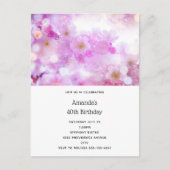 Pink Cherry Blossom Blume Foto Geburtstag Einladungspostkarte (Vorderseite)