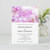 Pink Cherry Blossom Blume Foto Hochzeit Einladung (Stehend Vorderseite)