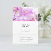 Pink Cherry Blossom Blume Foto Hochzeit RSVP Karte (Stehend Vorderseite)