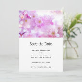 Pink Cherry Blossom Blume Foto Hochzeit Save The Date (Stehend Vorderseite)
