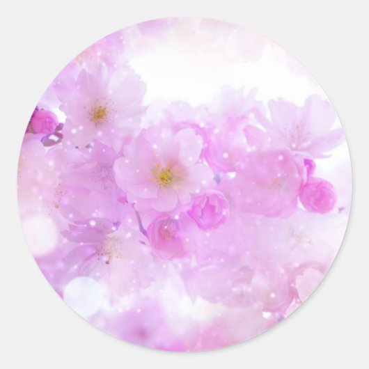 Pink Cherry Blossom Blume Foto Runder Aufkleber (Vorderseite)