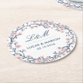 Pink Cherry Blossom Blume Hochzeitsfeier Untersetz Runder Pappuntersetzer (Angewinkelt)