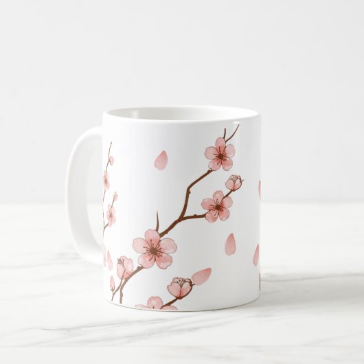 Pink Cherry Blossom Blume Kaffee Tasse (Vorderseite Links)
