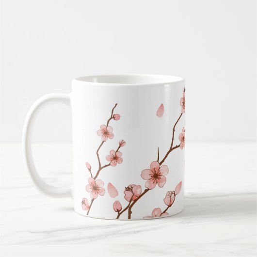 Pink Cherry Blossom Blume Kaffee Tasse (Links)