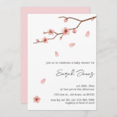 Pink Cherry Blossom Blume Kinderdusche Einladung (Vorne/Hinten)