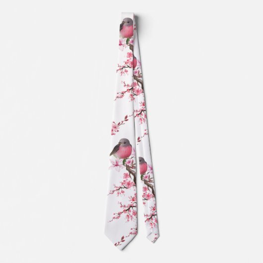 Pink Cherry Blossom Blume Muster Krawatte (Vorderseite)
