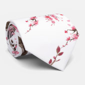 Pink Cherry Blossom Blume Muster Krawatte (Gerollt)