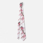 Pink Cherry Blossom Blume Muster Krawatte (Rückseite)
