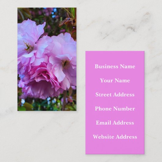 Pink Cherry Blossom Blume Visitenkarte (Vorne/Hinten)
