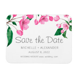 Pink Cherry Blossom. Blumenfeder Save the Date Magnet