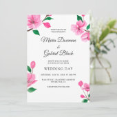 Pink Cherry Blossom. Blumenfrühlings-Hochzeit Einladung (Stehend Vorderseite)