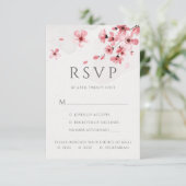 Pink Cherry Blossom Blumenkost Optionen Hochzeit RSVP Karte (Stehend Vorderseite)