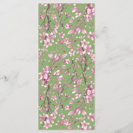 Pink Cherry Blossom Blumenkraut Menü für Hochzeite Menükarte (Rückseite)