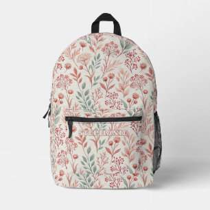 Pink Cherry Blossom, Blumenmuster und Blätter Must Bedruckter Rucksack