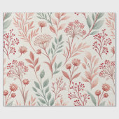 Pink Cherry Blossom, Blumenmuster und Blätter Must Geschenkpapier (Flach)