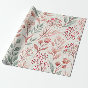Pink Cherry Blossom, Blumenmuster und Blätter Must Geschenkpapier