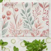 Pink Cherry Blossom, Blumenmuster und Blätter Must Geschirrtuch (Gefaltet)