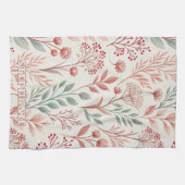 Pink Cherry Blossom, Blumenmuster und Blätter Must Geschirrtuch (Horizontal)