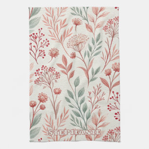 Pink Cherry Blossom, Blumenmuster und Blätter Must Geschirrtuch