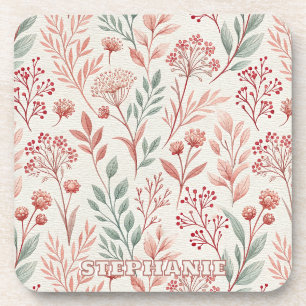 Pink Cherry Blossom, Blumenmuster und Blätter Must Getränkeuntersetzer