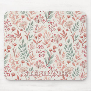 Pink Cherry Blossom, Blumenmuster und Blätter Must Mousepad